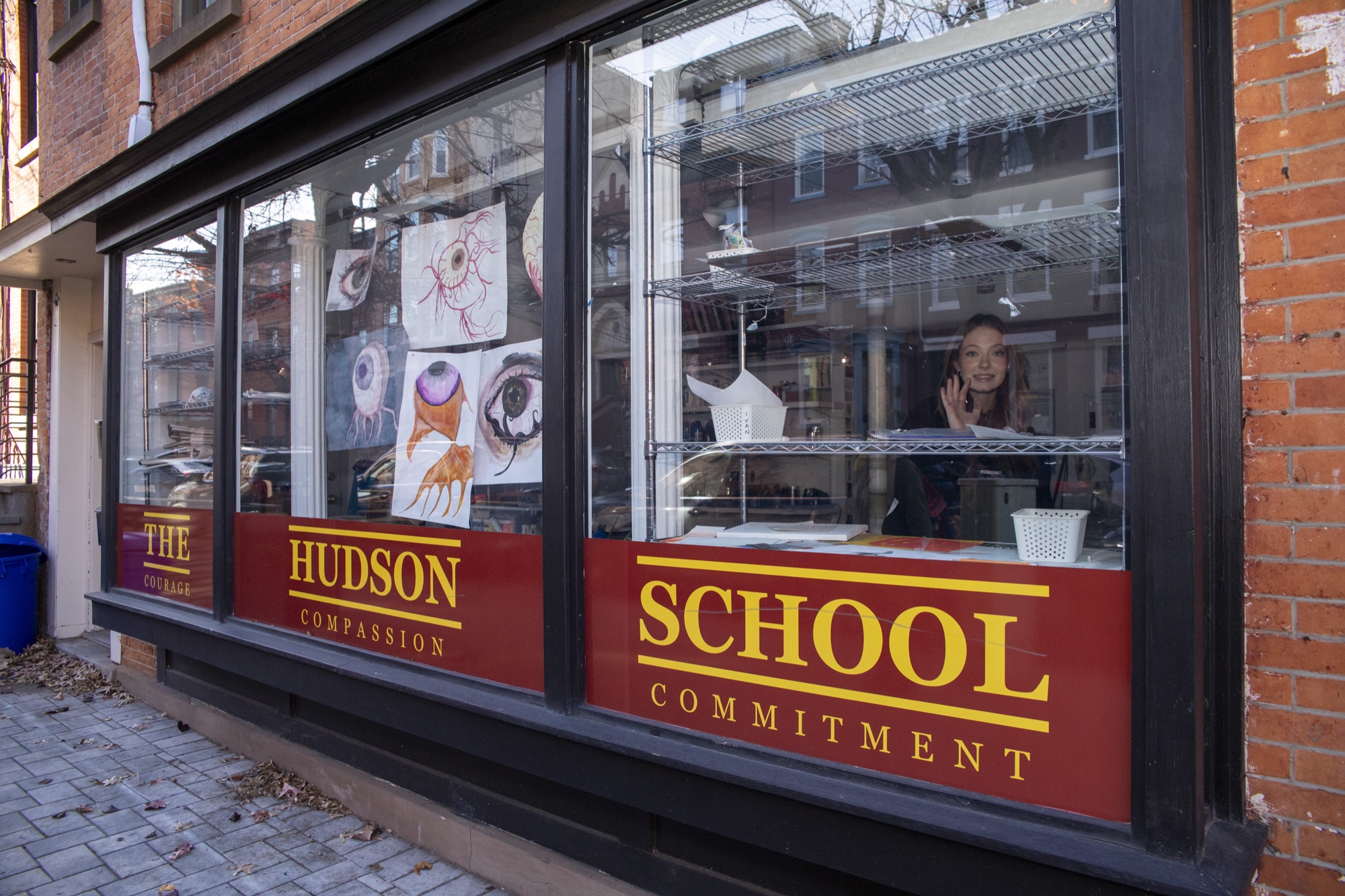 The Hudson School name on glass building exterior