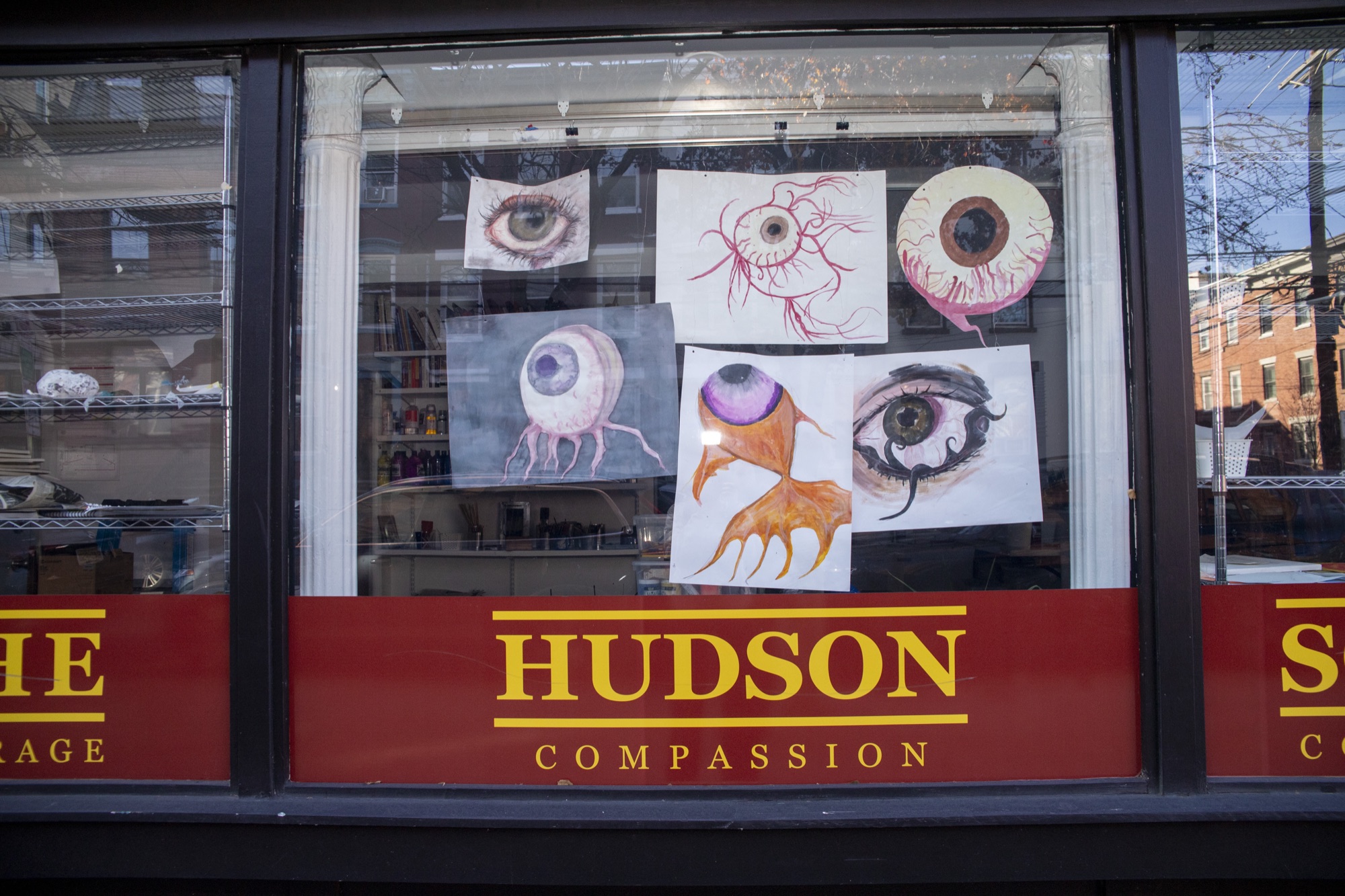 The Hudson School name on brick building exterior in Hoboken
