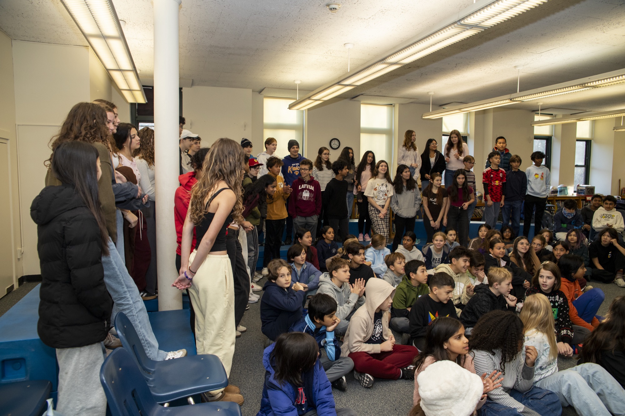The Hudson School black box theater stage ready for performance